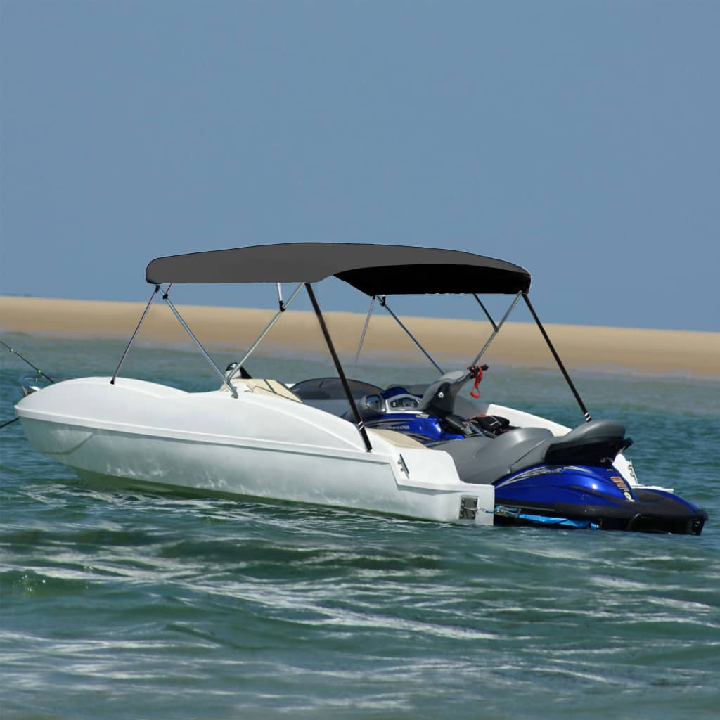 vidaXL Daszek bimini do łodzi, 4 pałąki, biały, 243x(230-244)x137 cm