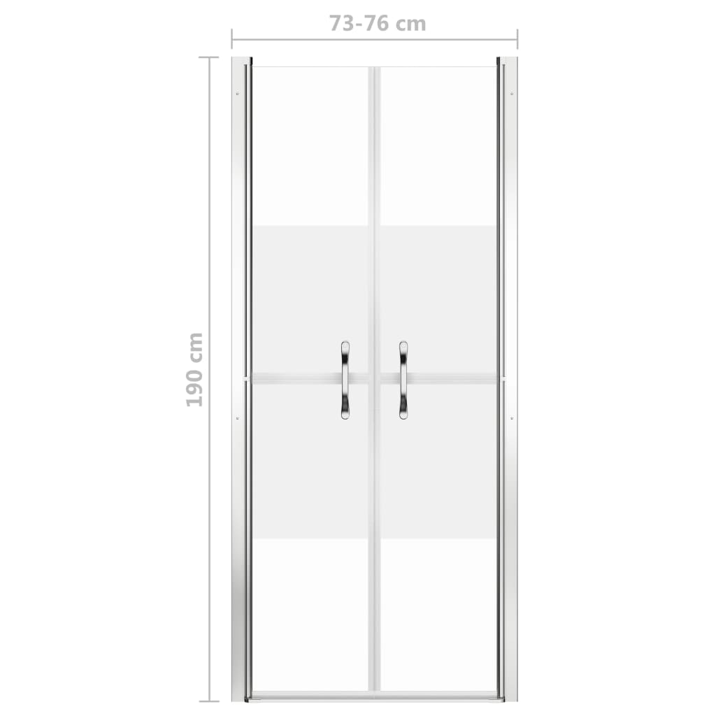 vidaXL Drzwi prysznicowe, szkło częściowo mrożone, ESG, 76x190 cm