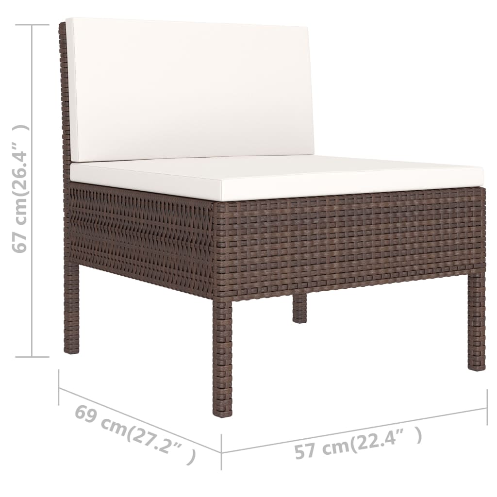 vidaXL 6-cz. zestaw wypoczynkowy do ogrodu, poduszki, rattan PE, brąz