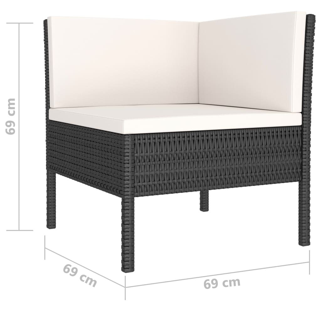 vidaXL 4-cz. zestaw wypoczynkowy do ogrodu, poduszki, rattan PE czarny