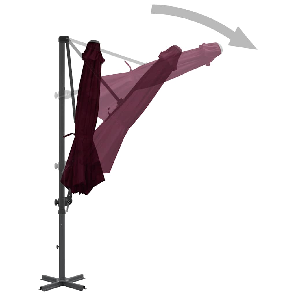 vidaXL Parasol wiszący z aluminiowym słupkiem, 300 cm, czerwony