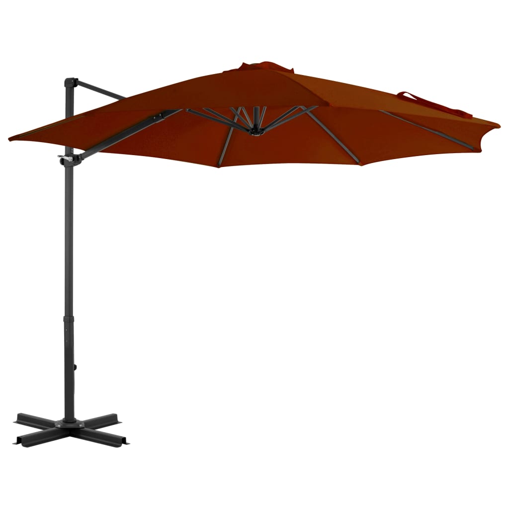 vidaXL Parasol wiszący z aluminiowym słupkiem, 300 cm, terakota