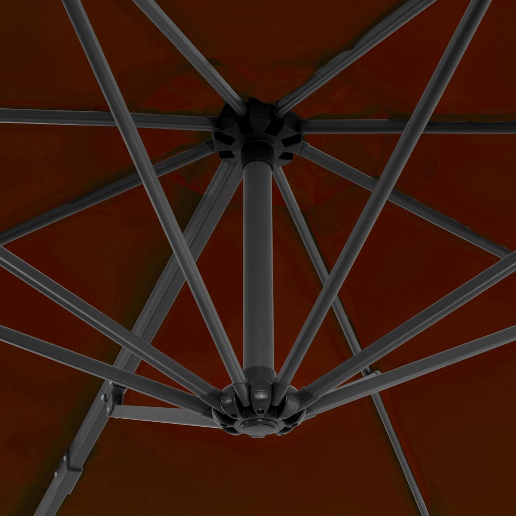vidaXL Parasol wiszący z aluminiowym słupkiem, 300 cm, terakota