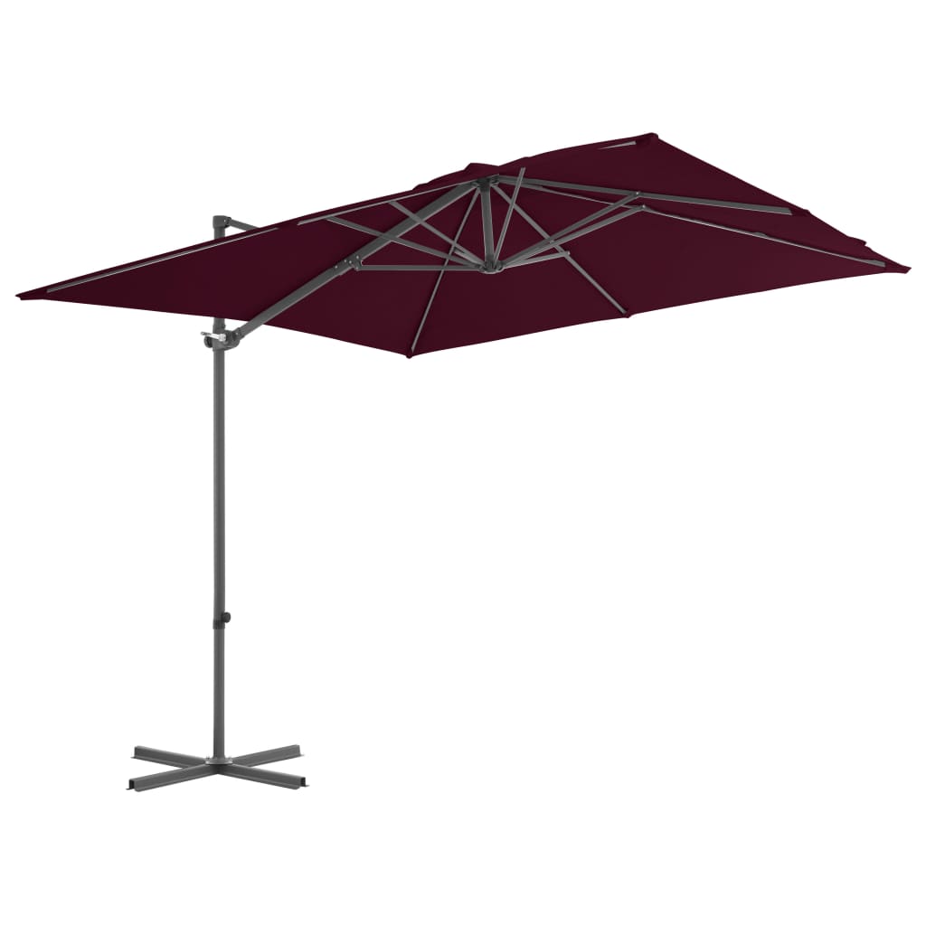 vidaXL Parasol wiszący na stalowym słupku, bordowy, 250x250 cm