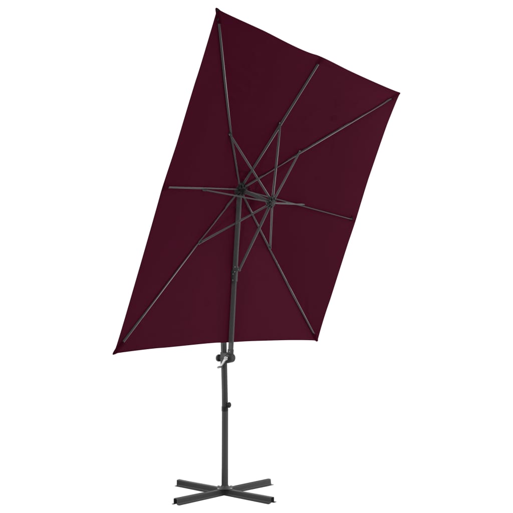 vidaXL Parasol wiszący na stalowym słupku, bordowy, 250x250 cm