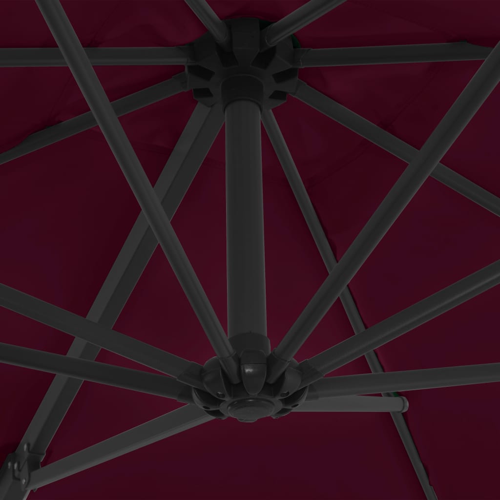 vidaXL Parasol wiszący na stalowym słupku, bordowy, 250x250 cm