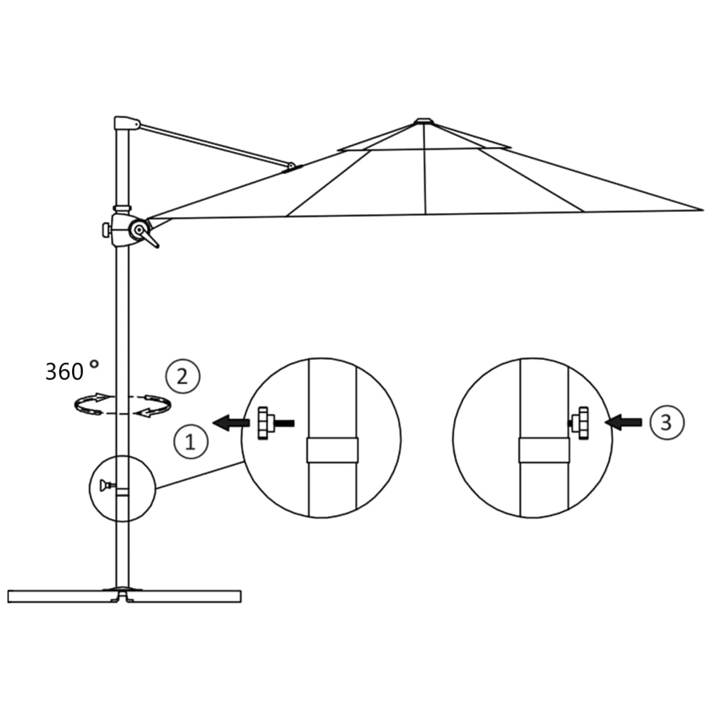 vidaXL Parasol wiszący na stalowym słupku, bordowy, 250x250 cm