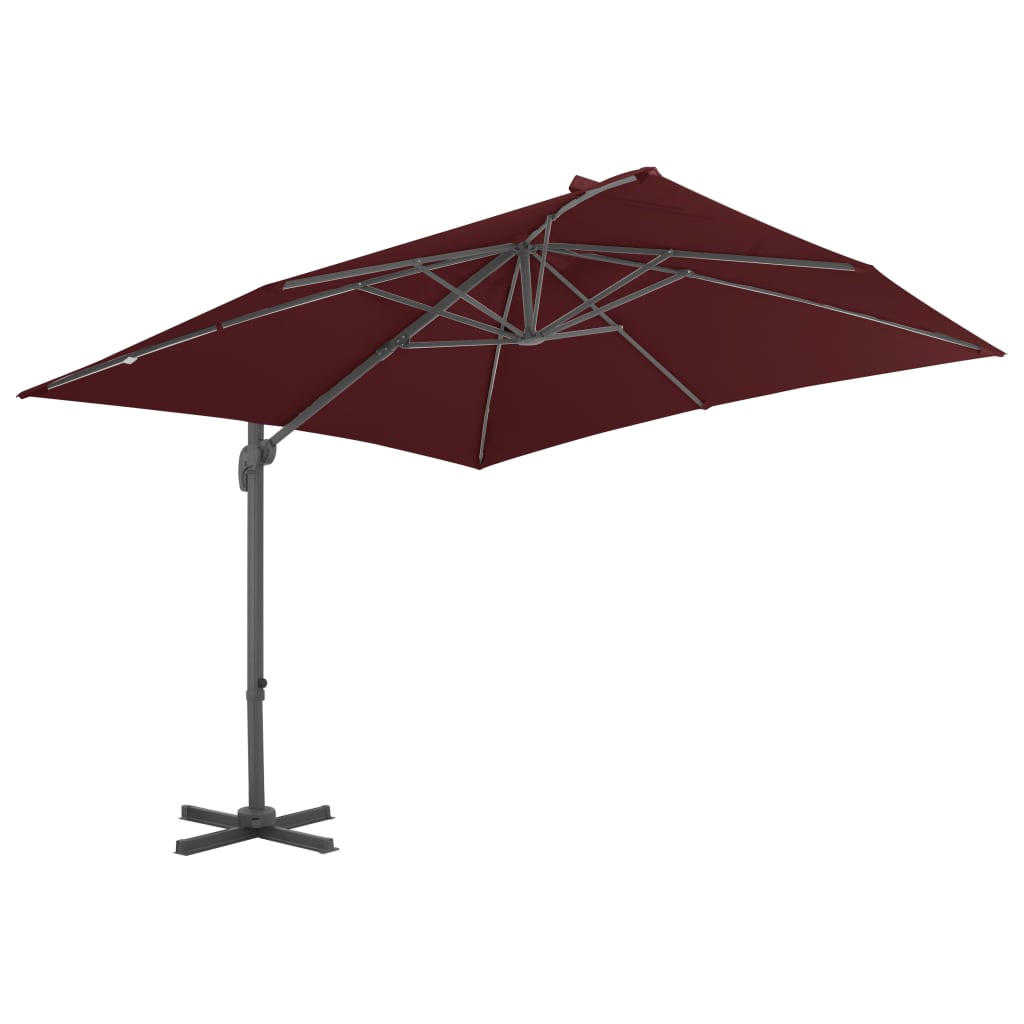 vidaXL Parasol wiszący na aluminiowym słupku, bordowy, 400x300 cm
