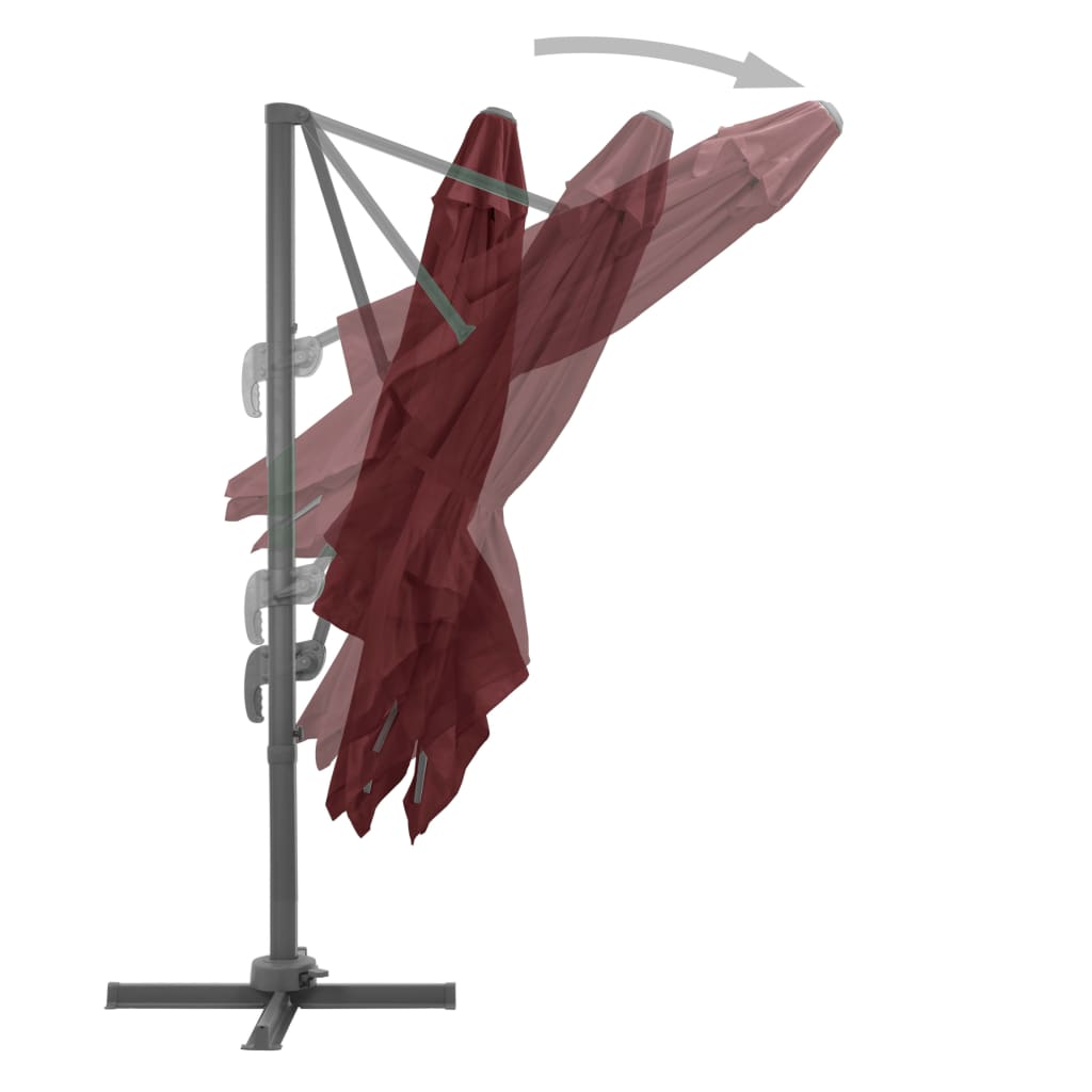vidaXL Parasol wiszący na aluminiowym słupku, bordowy, 400x300 cm