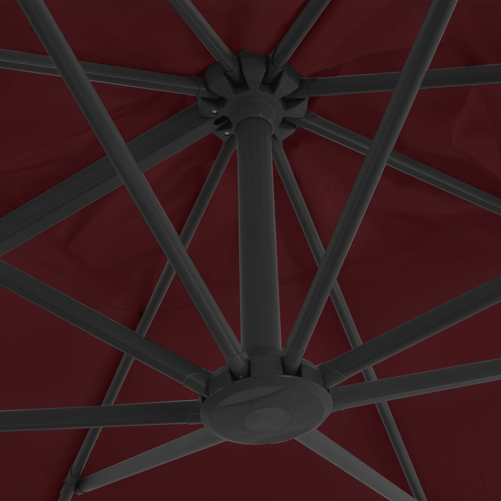 vidaXL Parasol wiszący na aluminiowym słupku, bordowy, 400x300 cm