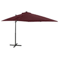 vidaXL Parasol wiszący z LED i słupkiem, bordowy, 250 cm