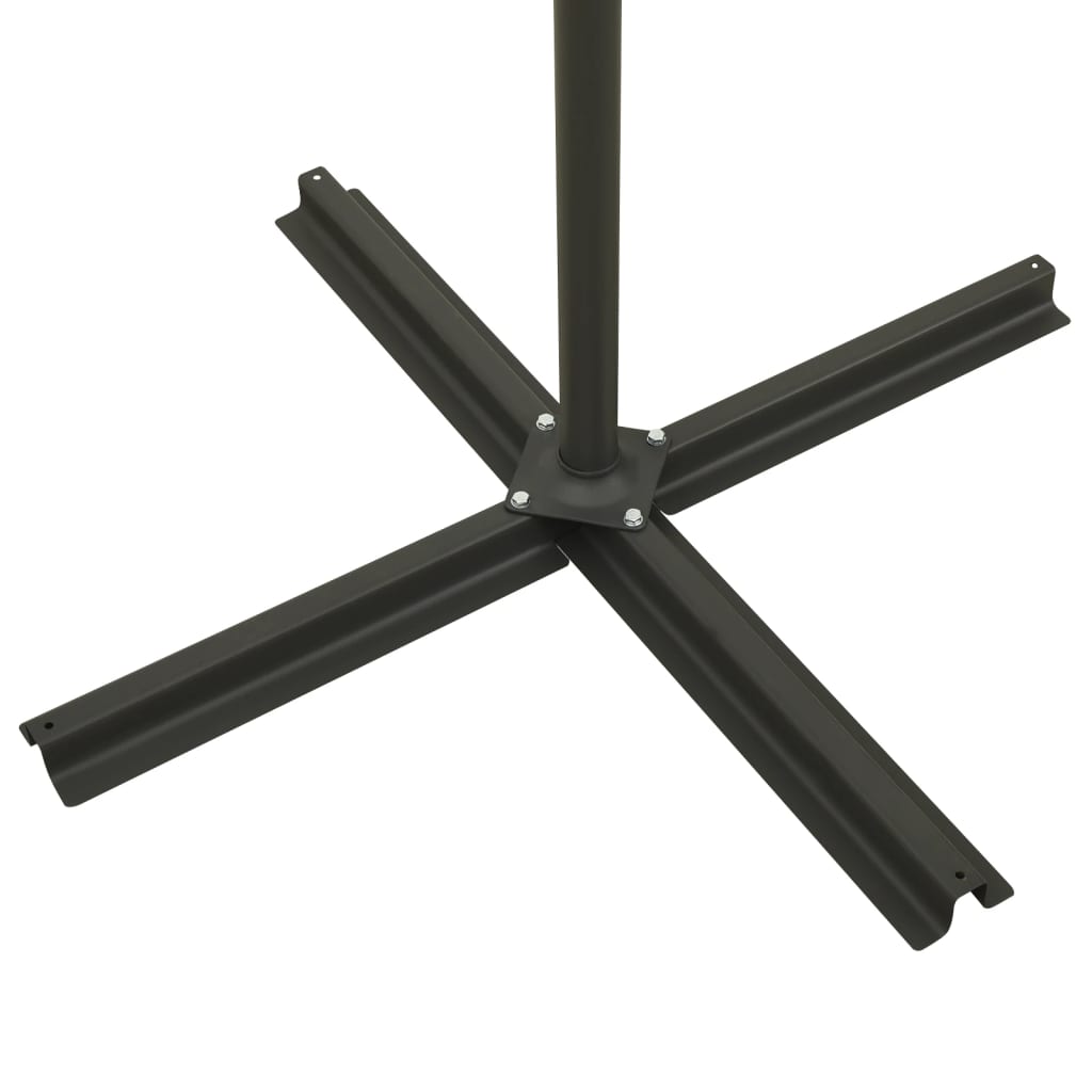 vidaXL Parasol wiszący z lampkami LED i słupkiem, 300 cm, taupe