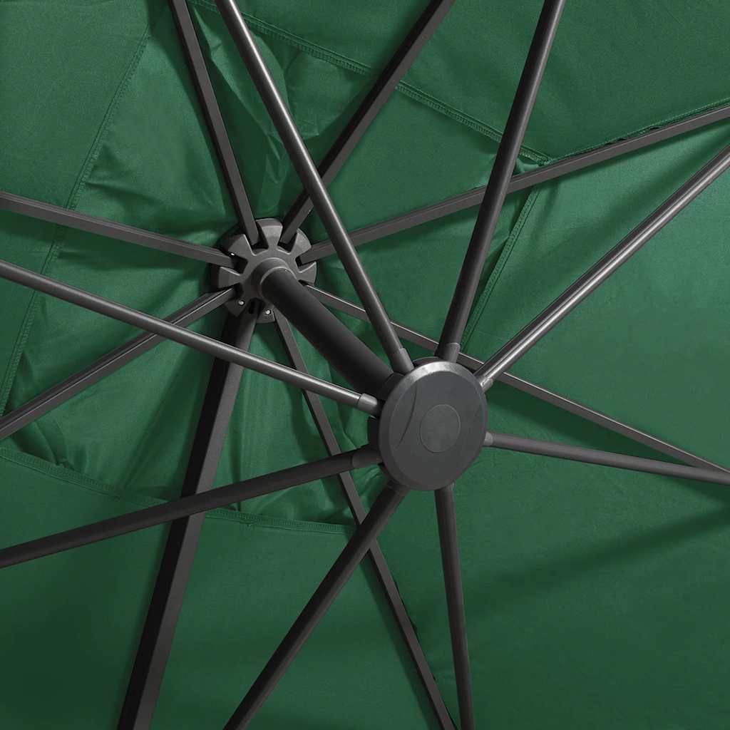 vidaXL Parasol wiszący z LED i słupkiem, zielony, 300 cm