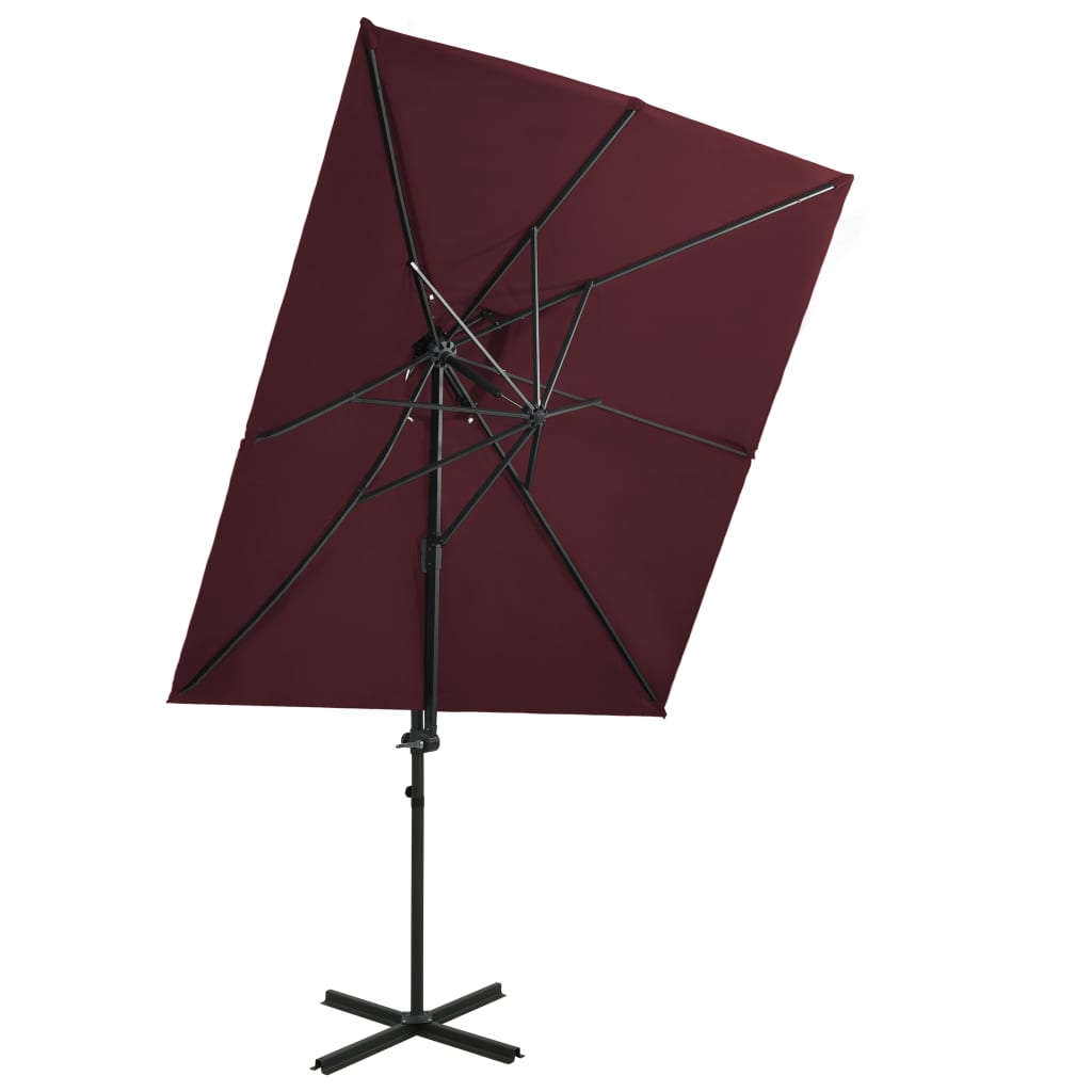 vidaXL Parasol wiszący z podwójną czaszą, 250x250 cm, bordowy