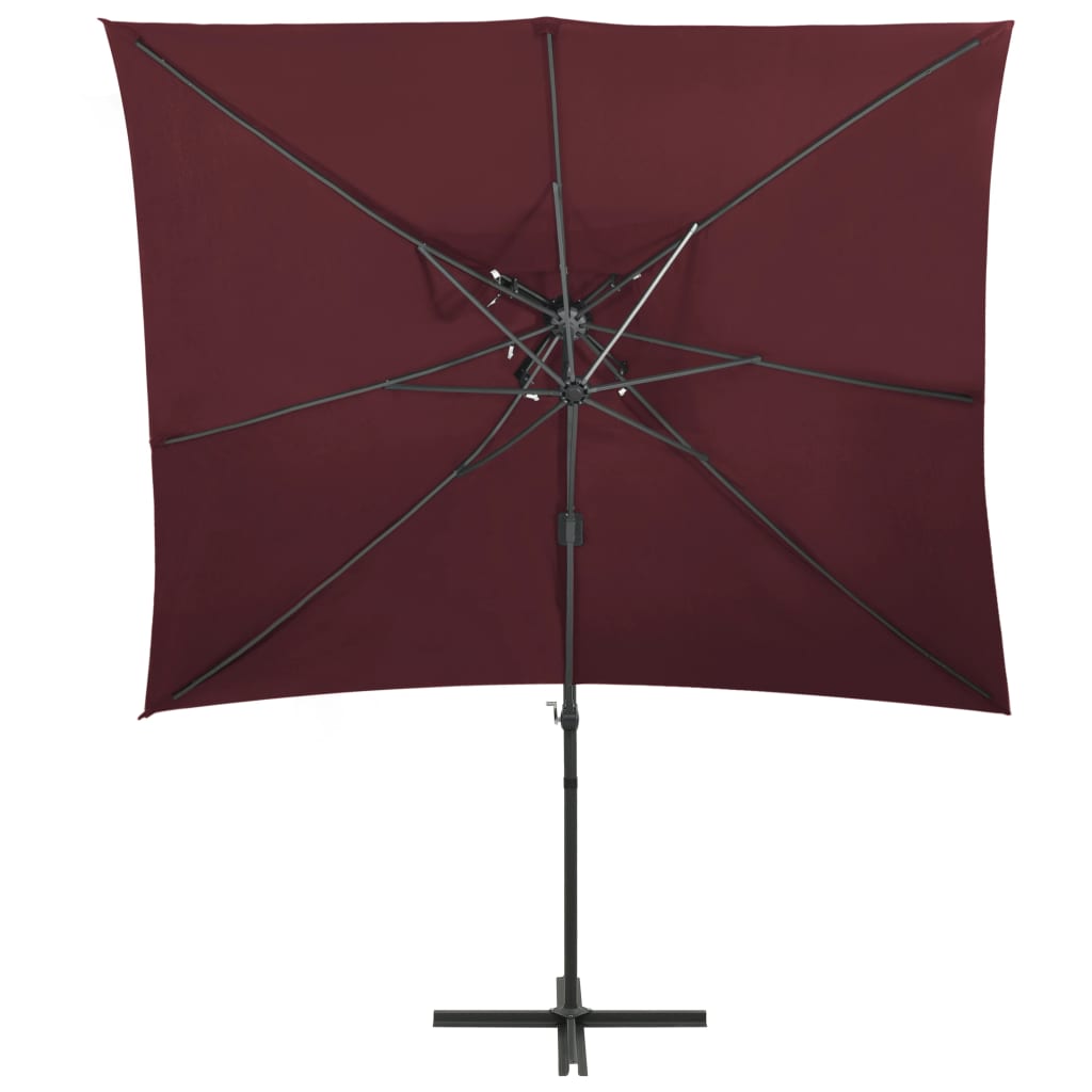 vidaXL Parasol wiszący z podwójną czaszą, 250x250 cm, bordowy