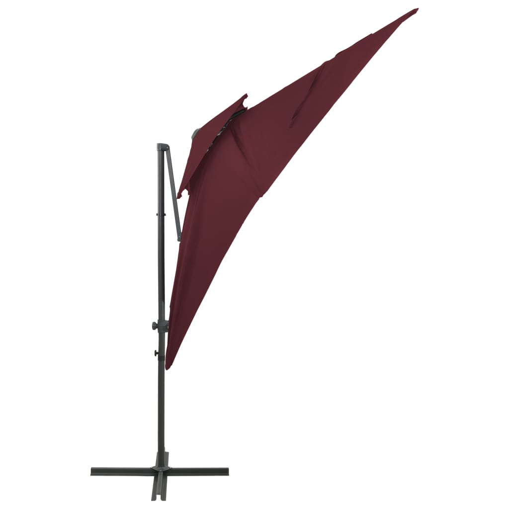 vidaXL Parasol wiszący z podwójną czaszą, 250x250 cm, bordowy