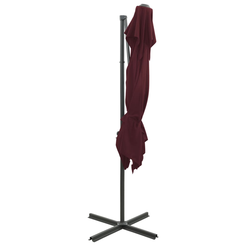 vidaXL Parasol wiszący z podwójną czaszą, 250x250 cm, bordowy