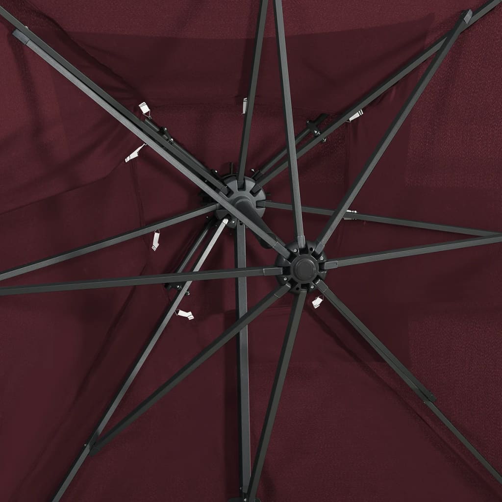 vidaXL Parasol wiszący z podwójną czaszą, 250x250 cm, bordowy