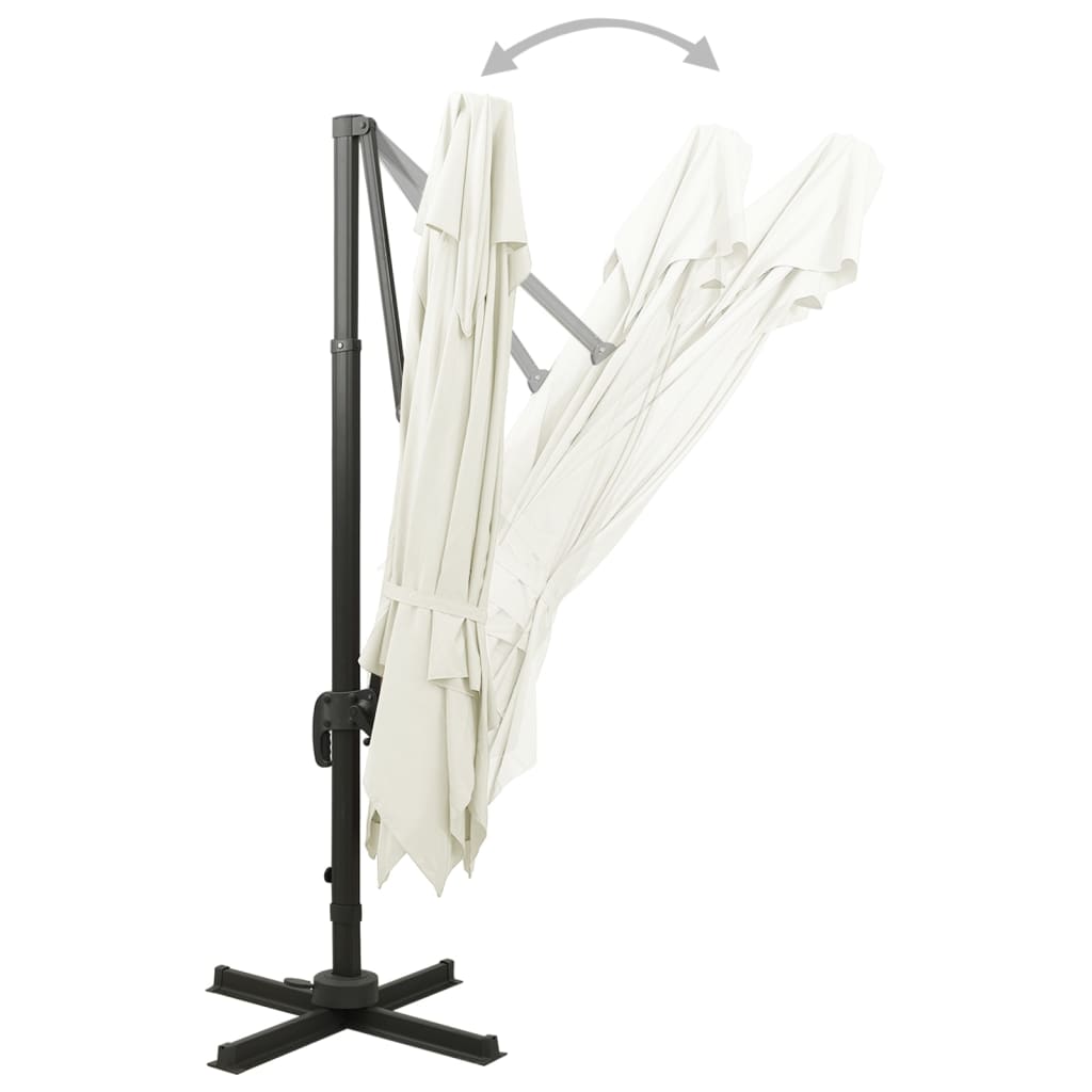 vidaXL Parasol ogrodowy Cantilever z podwójnym blatem 300x300 cm, piaskowy