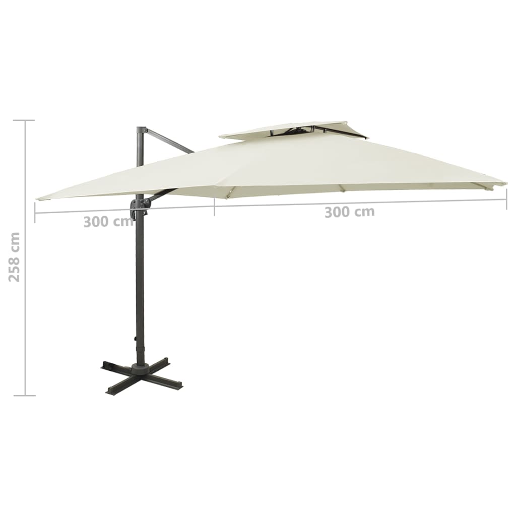 vidaXL Parasol ogrodowy Cantilever z podwójnym blatem 300x300 cm, piaskowy