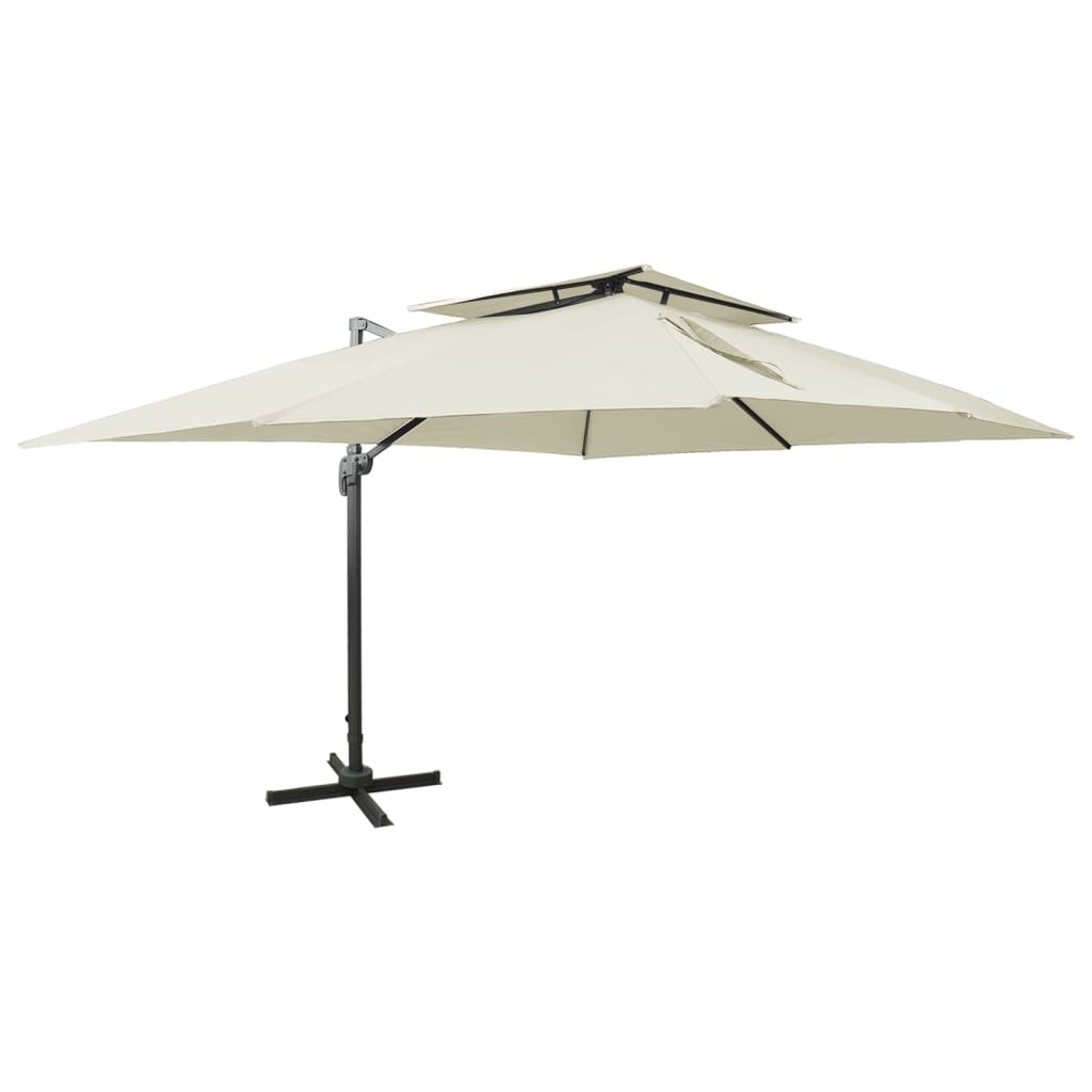 vidaXL Parasol ogrodowy Cantilever z podwójną górą, piaskowy, 400x300 cm