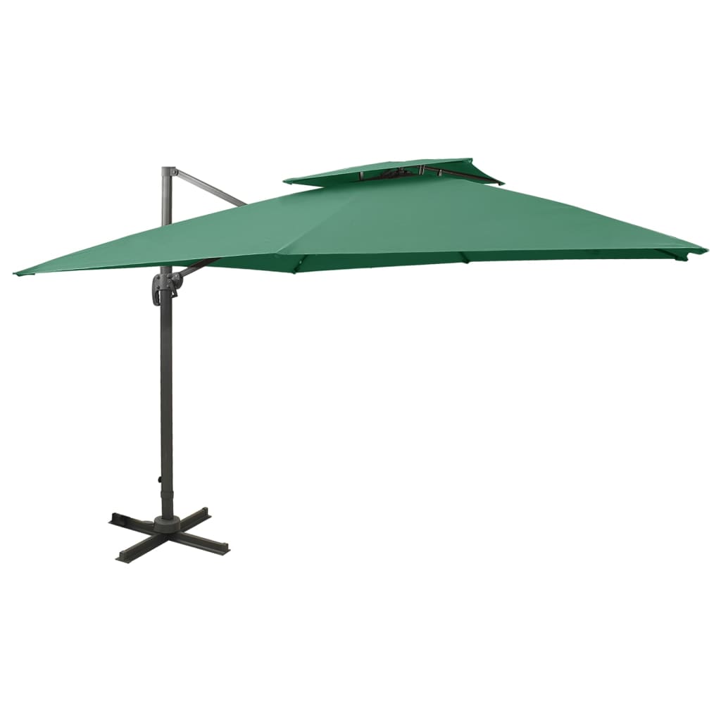vidaXL Parasol wiszący z podwójną czaszą, 300x300 cm, zielony