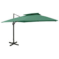 vidaXL Parasol wiszący z podwójną czaszą, 300x300 cm, zielony