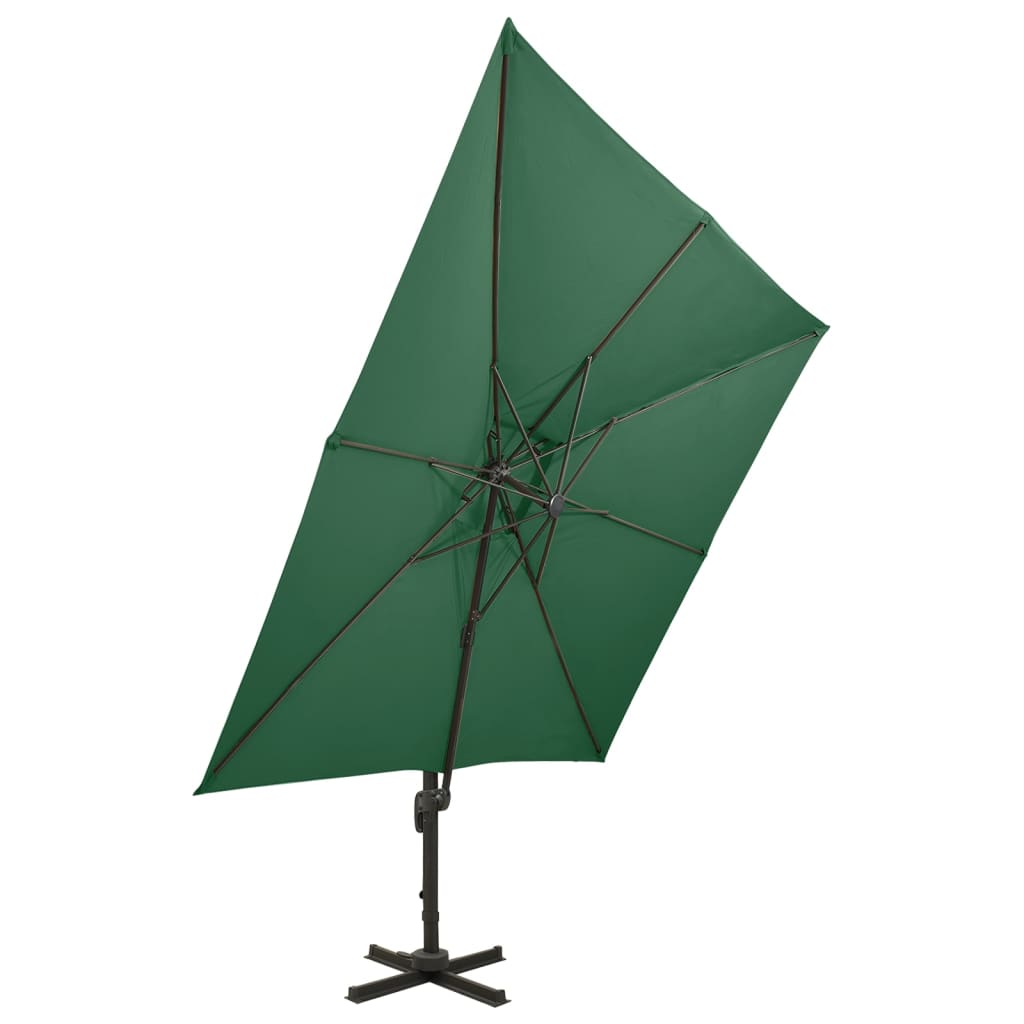 vidaXL Parasol wiszący z podwójną czaszą, 300x300 cm, zielony