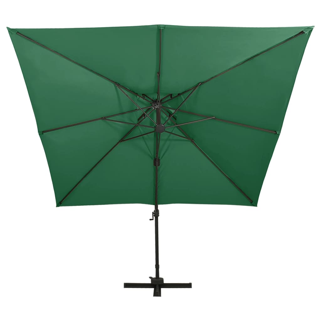 vidaXL Parasol wiszący z podwójną czaszą, 300x300 cm, zielony