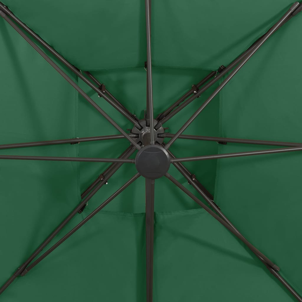 vidaXL Parasol wiszący z podwójną czaszą, 300x300 cm, zielony