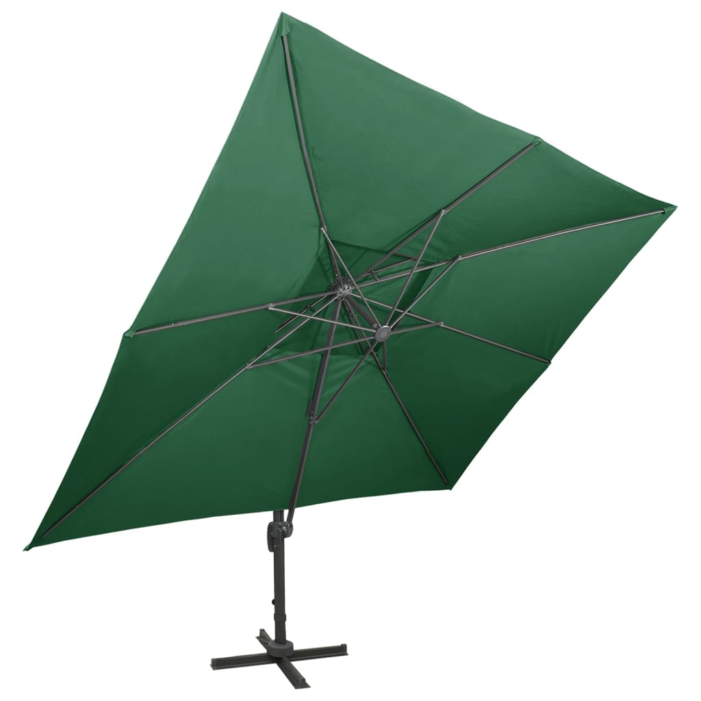 vidaXL Parasol wiszący z podwójną czaszą, 400x300 cm, zielony
