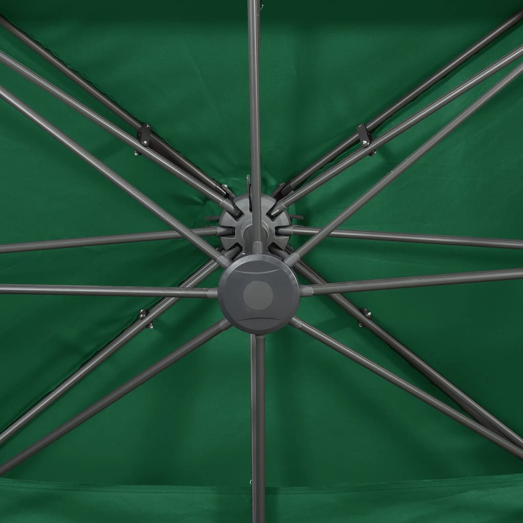 vidaXL Parasol wiszący z podwójną czaszą, 400x300 cm, zielony