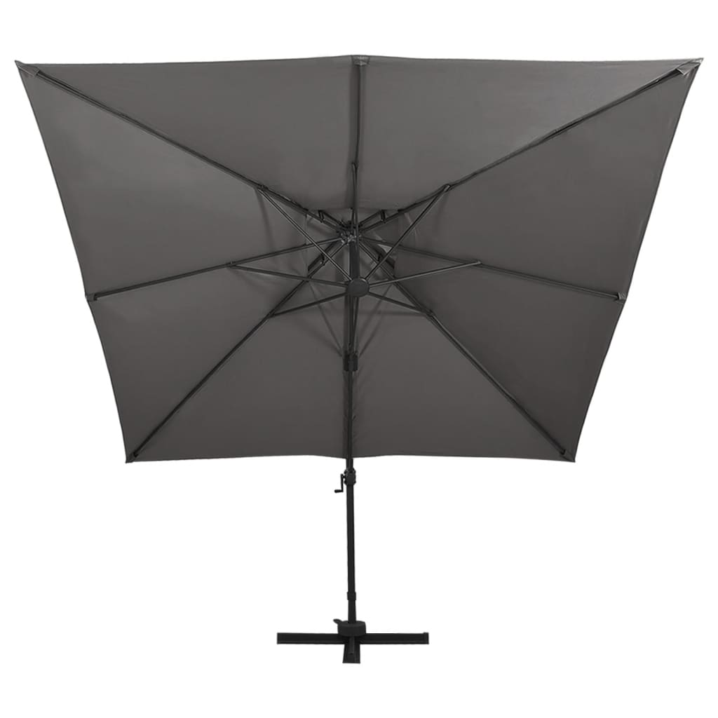 vidaXL Parasol wiszący z podwójną czaszą, 300x300 cm, antracytowy