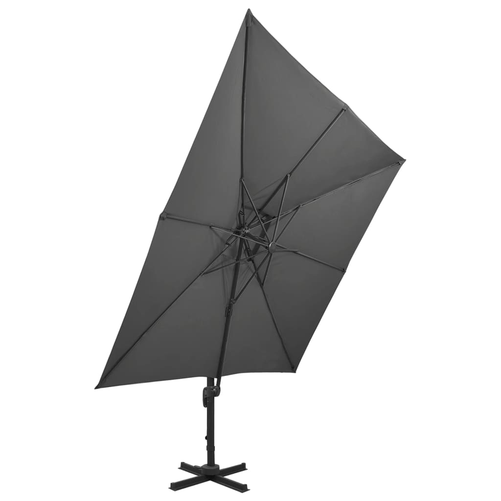 vidaXL Parasol wiszący z podwójną czaszą, 300x300 cm, antracytowy