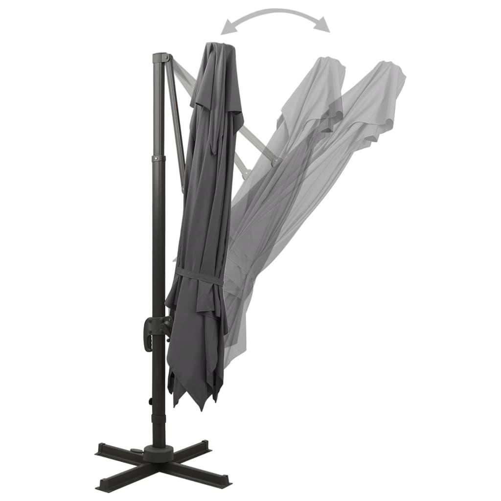 vidaXL Parasol wiszący z podwójną czaszą, 300x300 cm, antracytowy