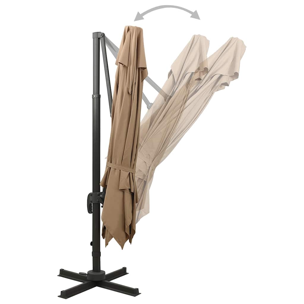 vidaXL Parasol ogrodowy Cantilever z podwójnym blatem 300x300 cm Taupe