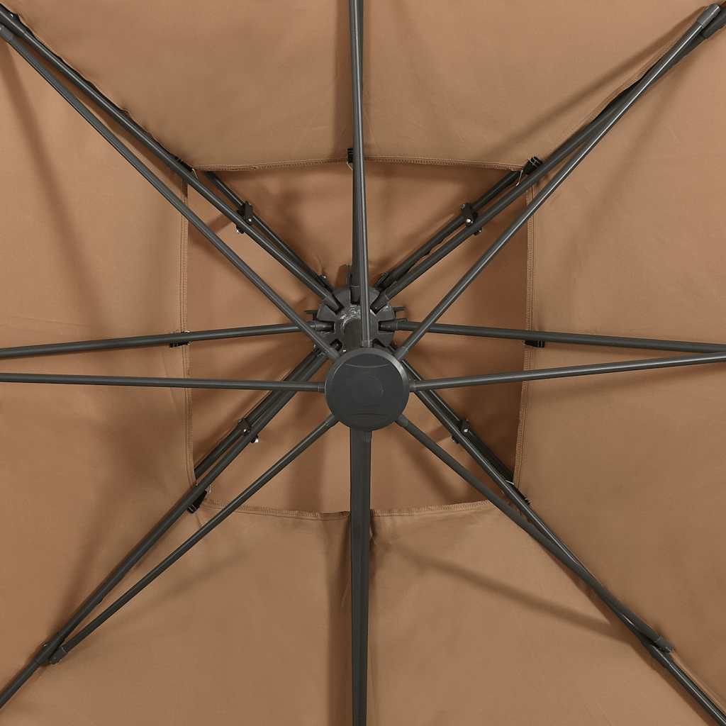 vidaXL Parasol ogrodowy Cantilever z podwójnym blatem 300x300 cm Taupe