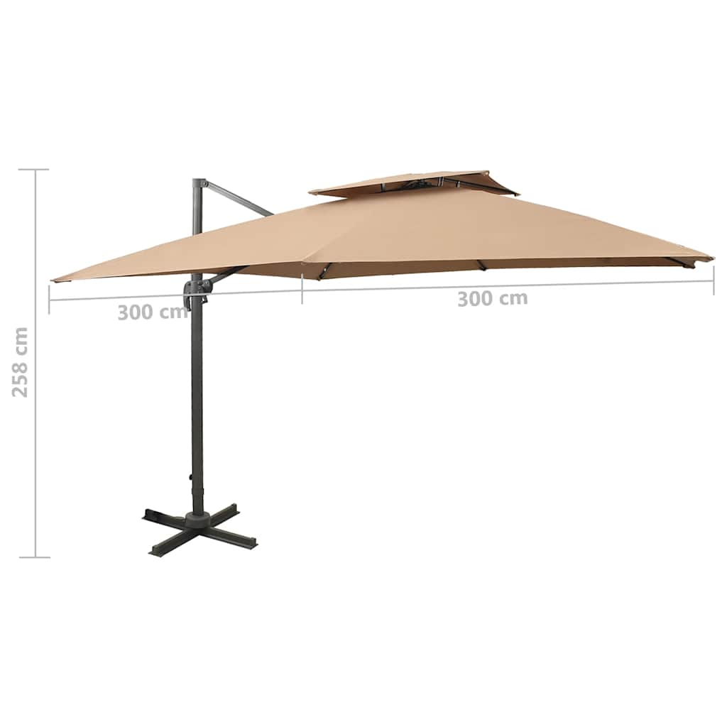 vidaXL Parasol ogrodowy Cantilever z podwójnym blatem 300x300 cm Taupe