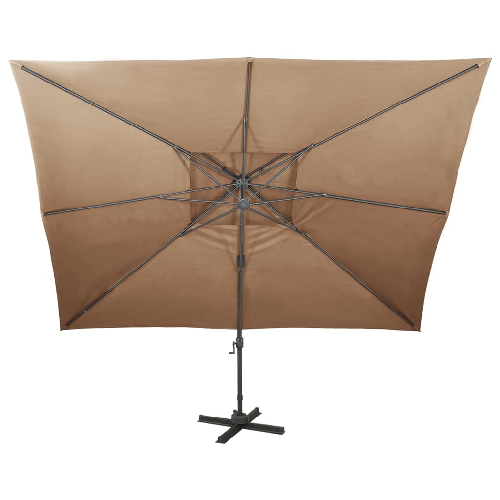 vidaXL Parasol wiszący z podwójną czaszą, 400x300 cm, taupe