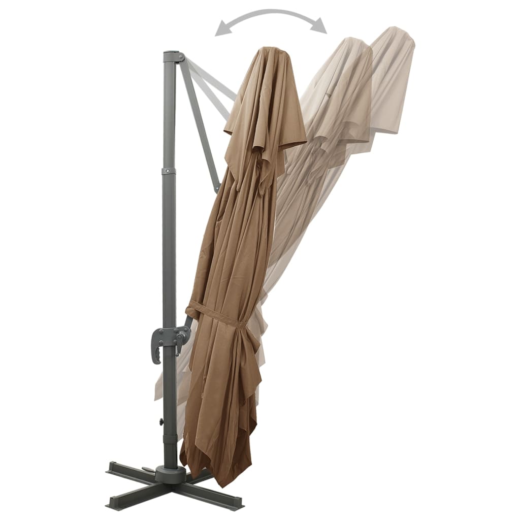 vidaXL Parasol wiszący z podwójną czaszą, 400x300 cm, taupe