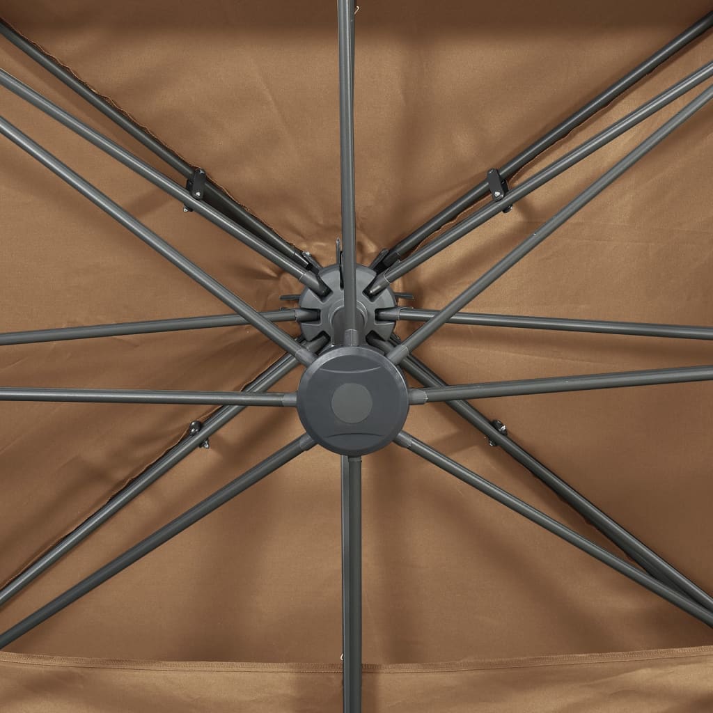vidaXL Parasol wiszący z podwójną czaszą, 400x300 cm, taupe