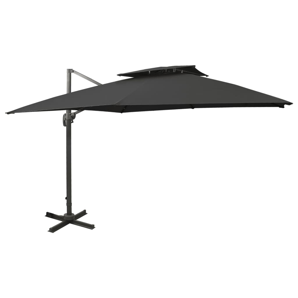 vidaXL Parasol wiszący z podwójną czaszą, 300x300 cm, czarny