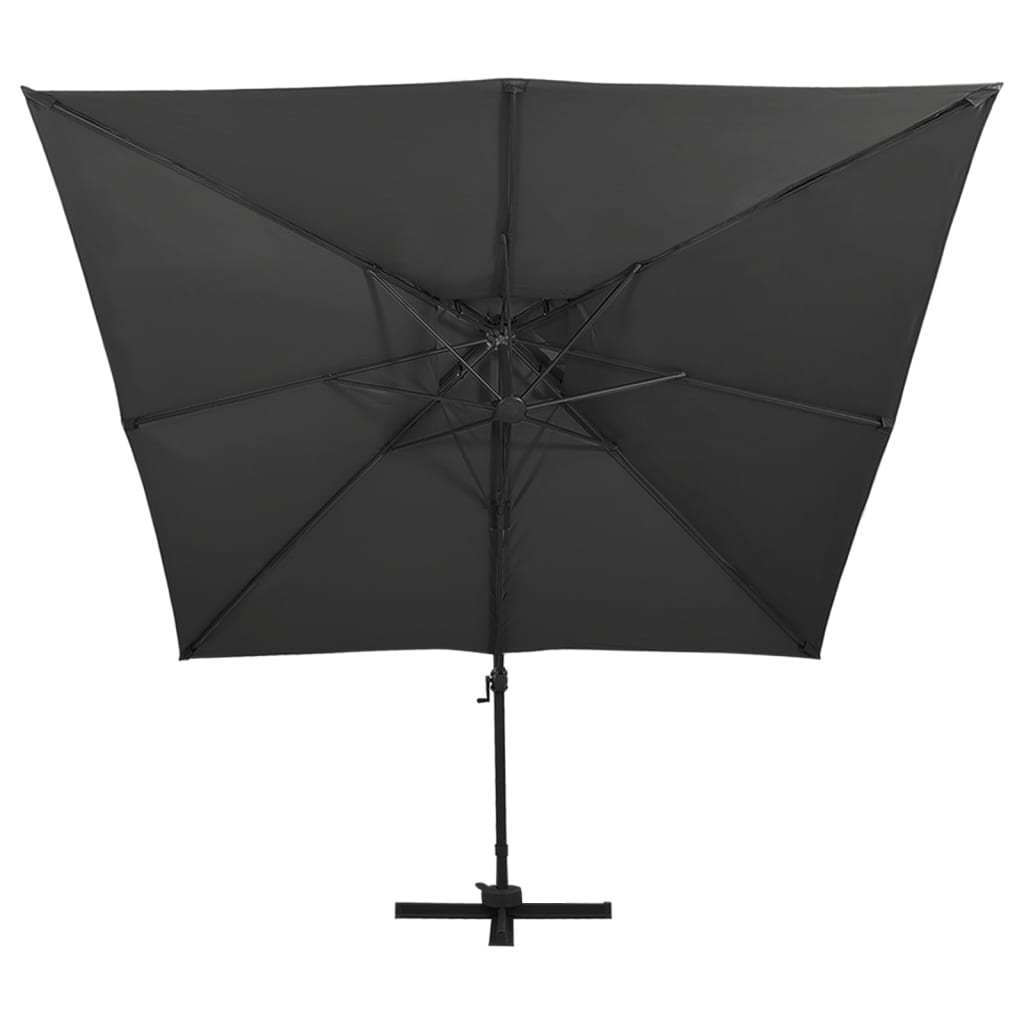 vidaXL Parasol wiszący z podwójną czaszą, 300x300 cm, czarny