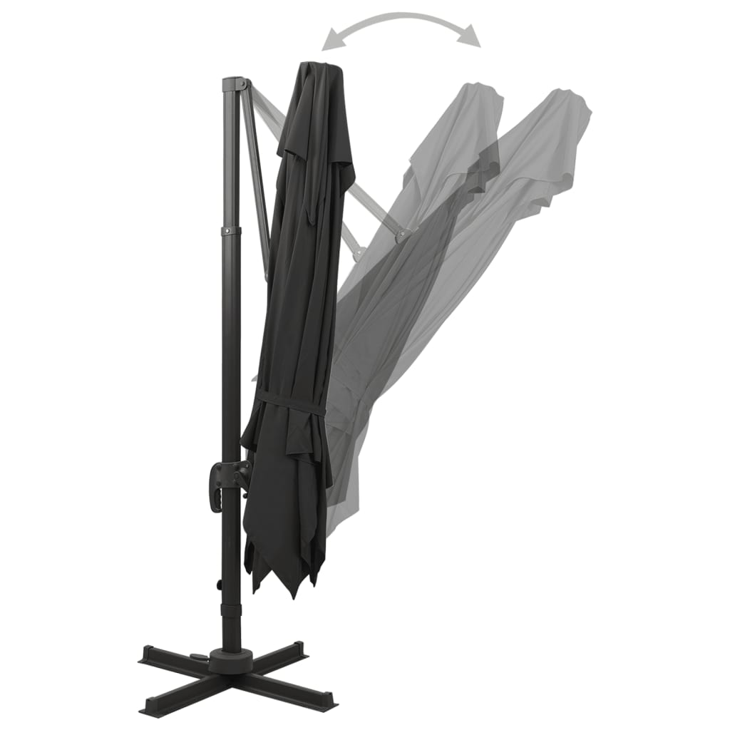 vidaXL Parasol wiszący z podwójną czaszą, 300x300 cm, czarny