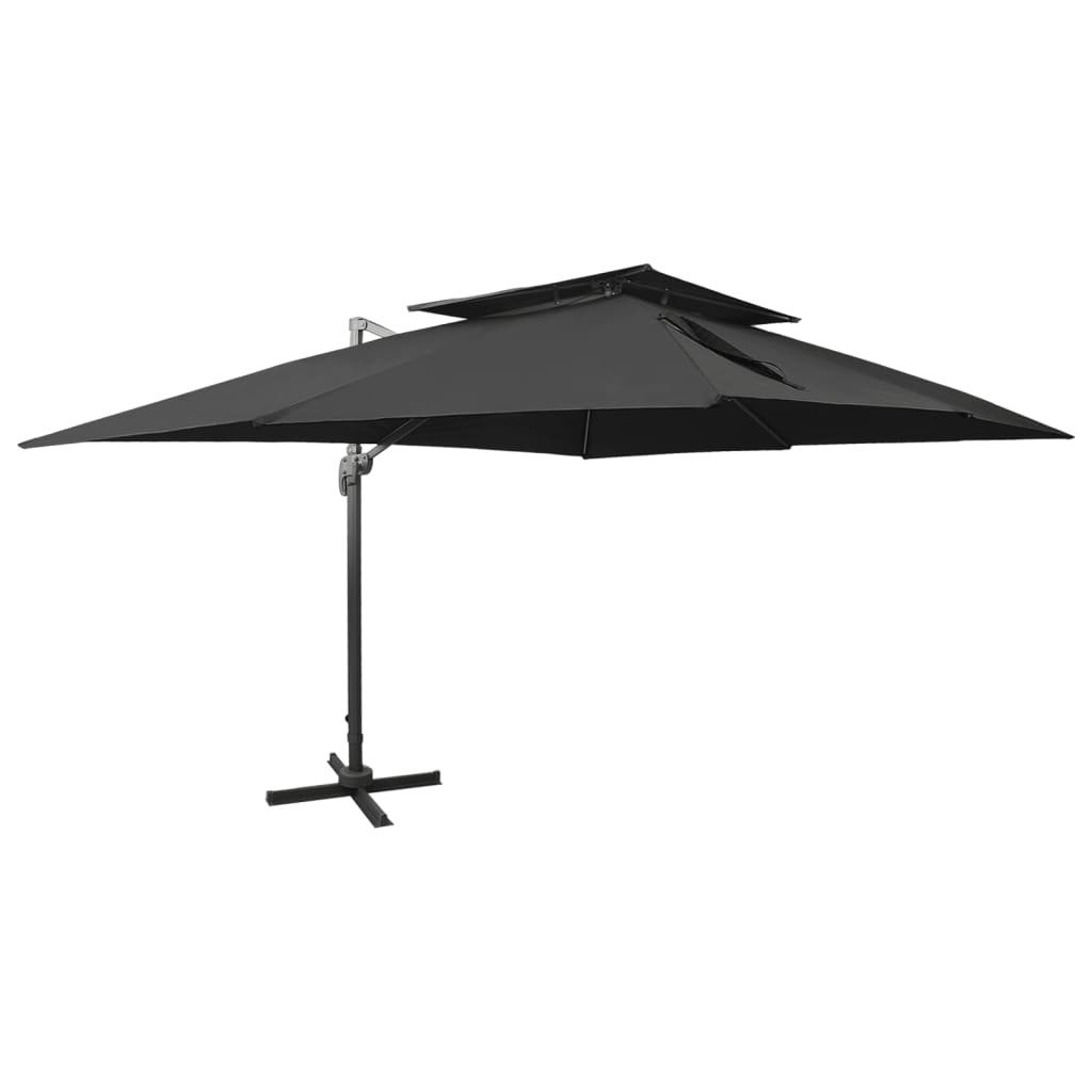 vidaXL Parasol ogrodowy Cantilever z podwójnym blatem, czarny, 400x300 cm