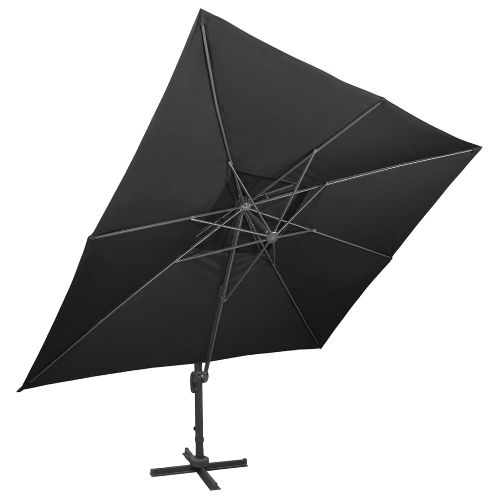 vidaXL Parasol ogrodowy Cantilever z podwójnym blatem, czarny, 400x300 cm