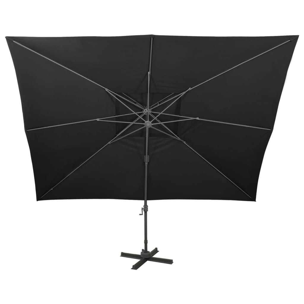 vidaXL Parasol ogrodowy Cantilever z podwójnym blatem, czarny, 400x300 cm