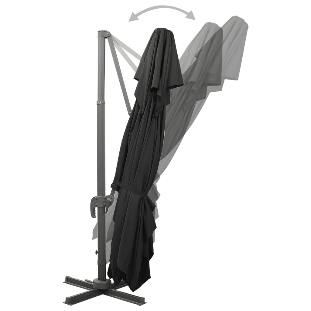 vidaXL Parasol ogrodowy Cantilever z podwójnym blatem, czarny, 400x300 cm