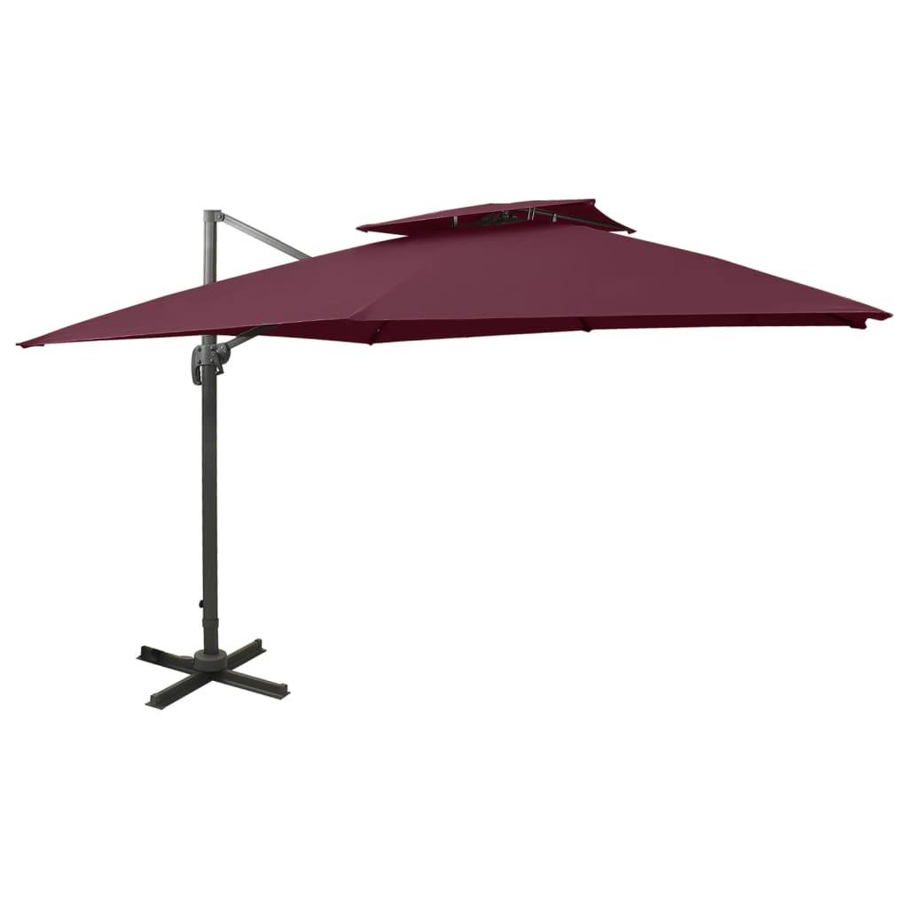 vidaXL Parasol wiszący z podwójną czaszą, 300x300 cm, bordowy