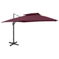 vidaXL Parasol wiszący z podwójną czaszą, 300x300 cm, bordowy